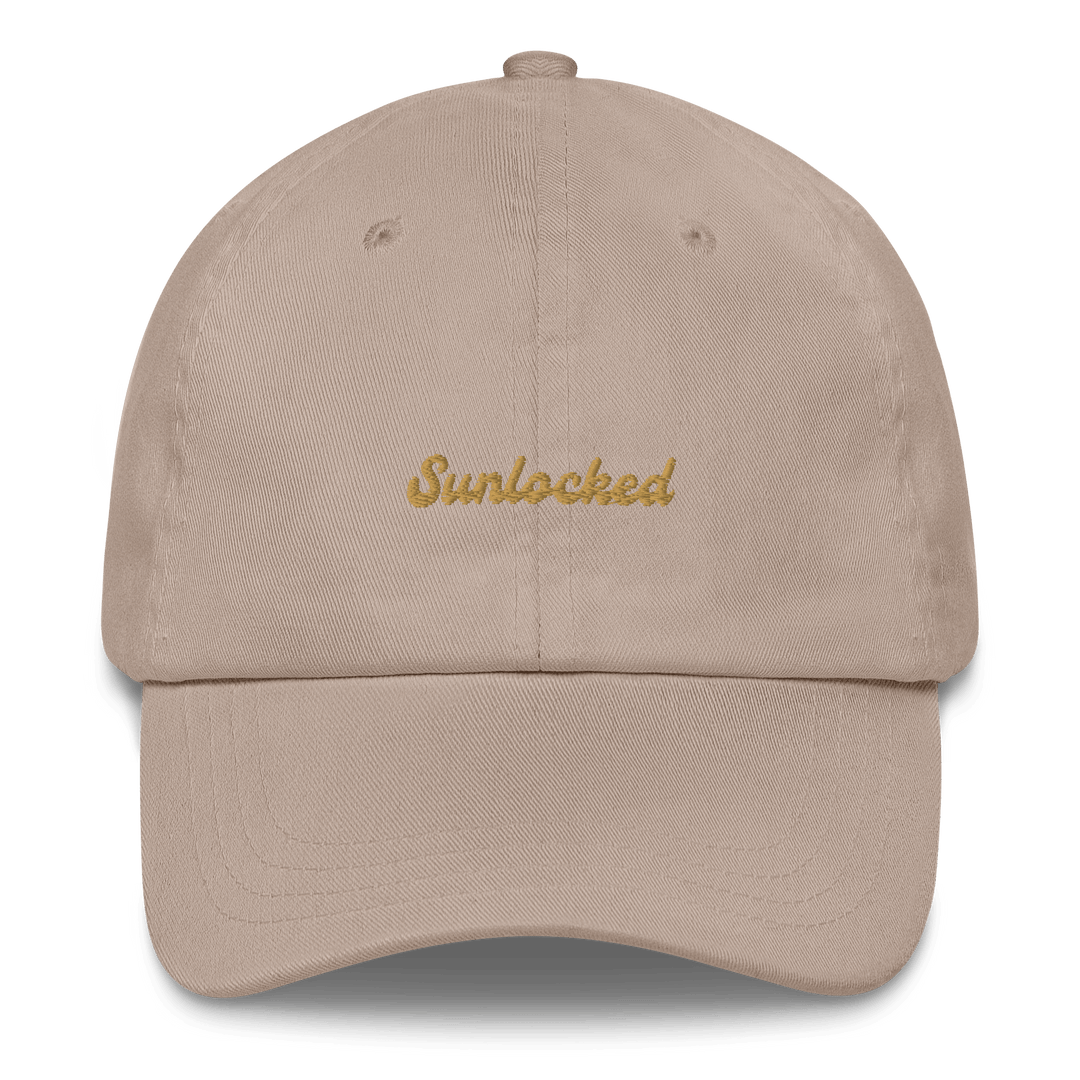 Adjustable surfwear hat with minimalist sunlocked logo