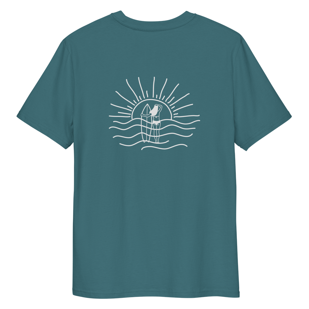 Minimalist Coastal tee featuring the original wave chaser designed by Sunlocked Surfwear