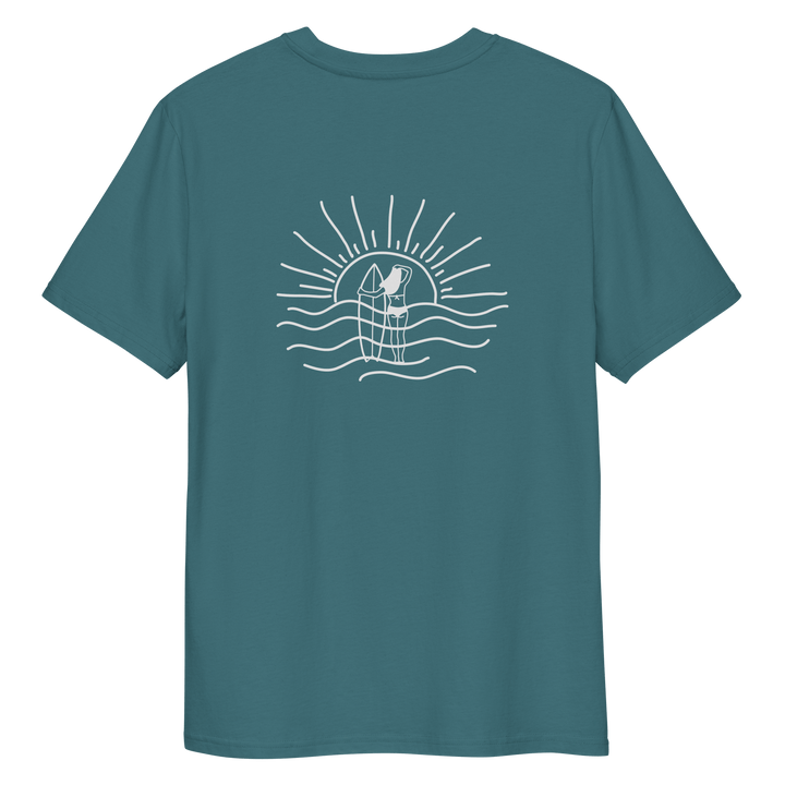 Minimalist Coastal tee featuring the original wave chaser designed by Sunlocked Surfwear