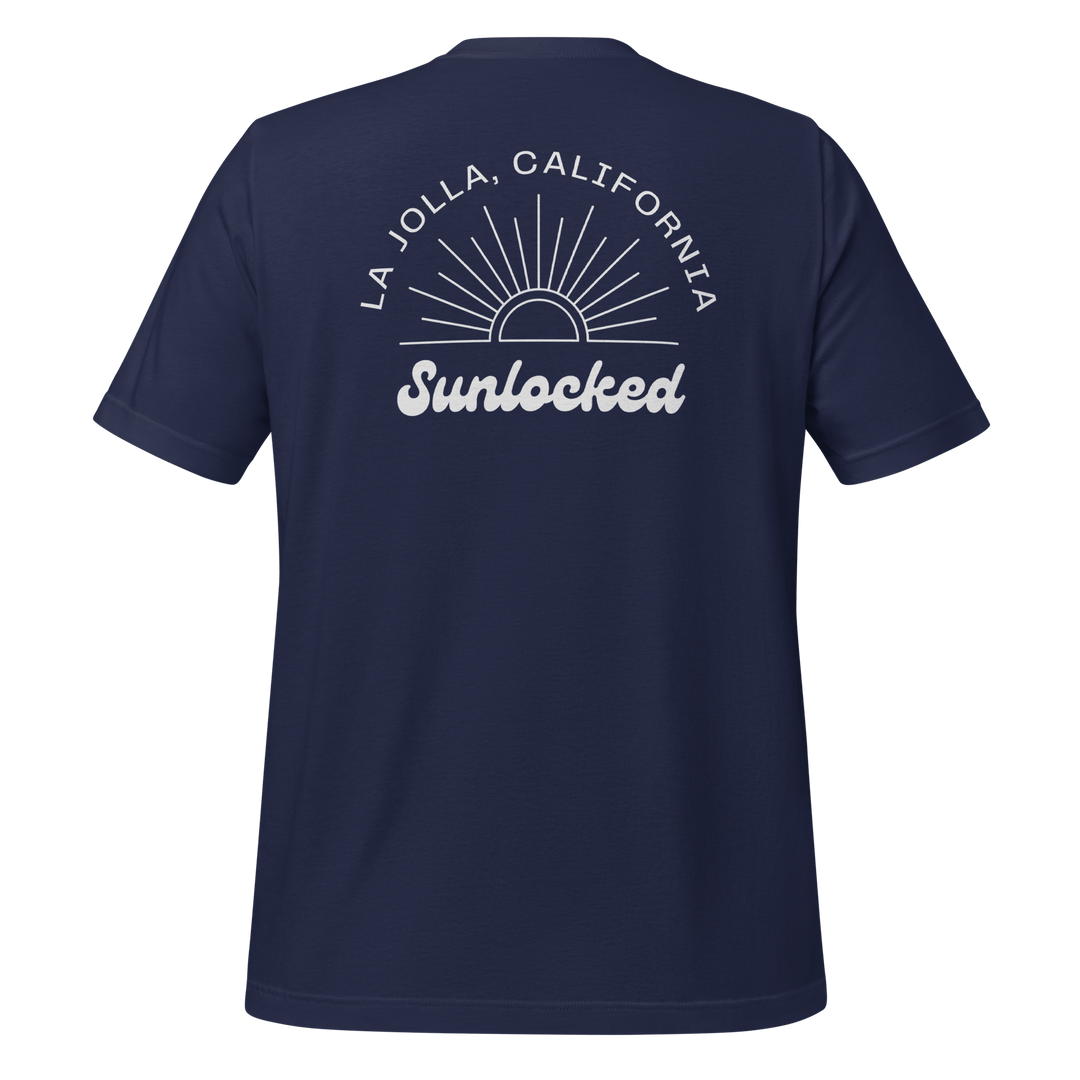 La Jolla Locals blue tee designed by Sunlocked Surfwear