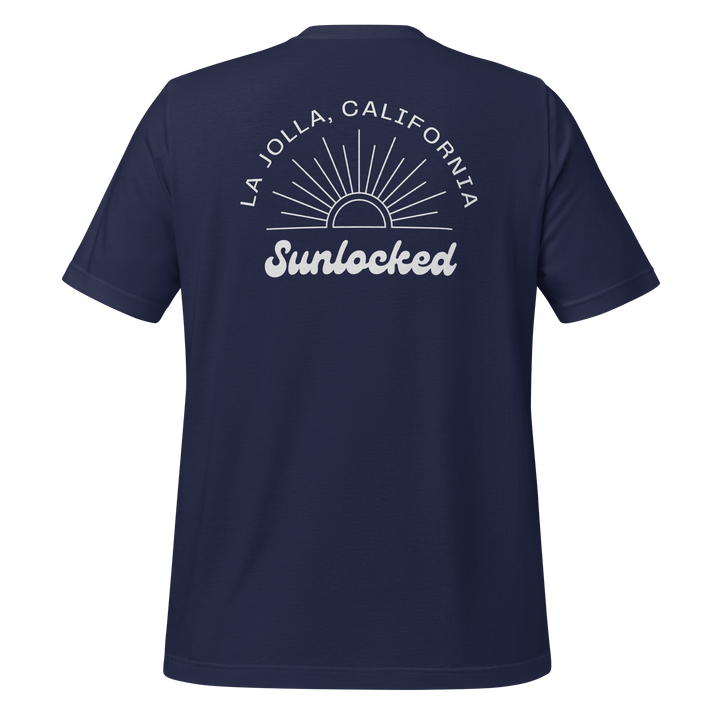 La Jolla Locals blue tee designed by Sunlocked Surfwear